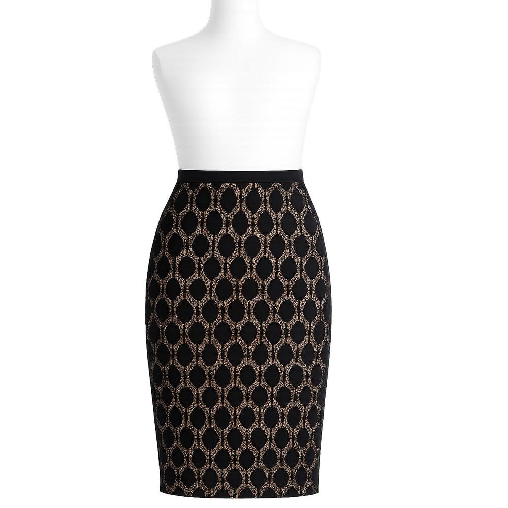 Vince Camuto Black Lace Overlay Lined Midi Pencil Skirt - Size L